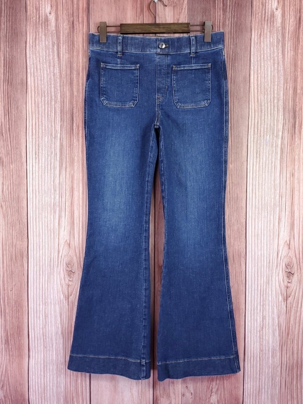 Spanx Womens Large SPANXshape EveryWear Flare Jeans Pull On Blue 20850R